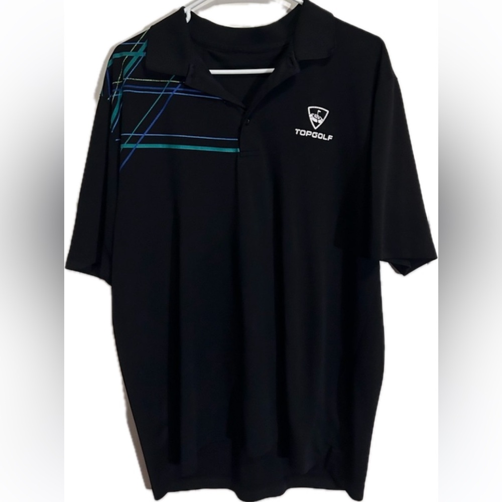 TopGolf Polo Shirt Black Moisture Wick Collared Short Sleeve Size Large (no tag)